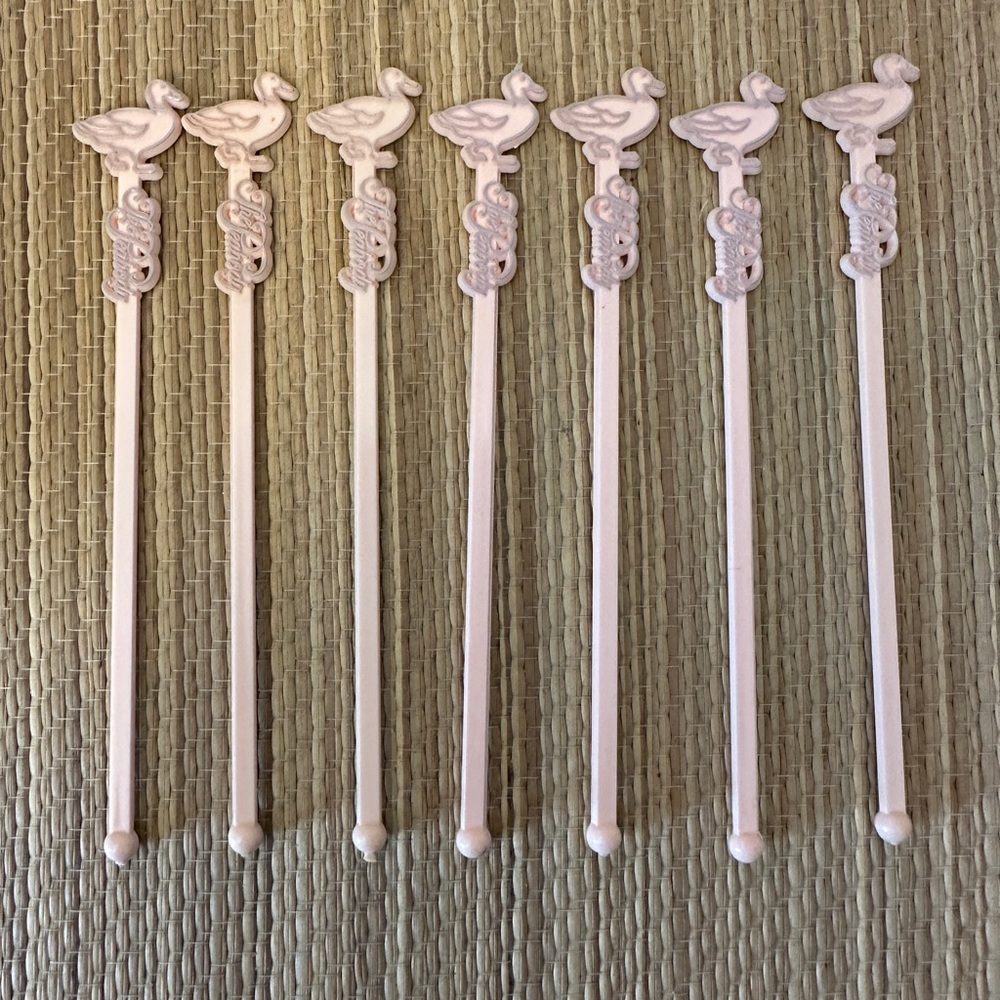 Peabody Hotel Ducks Swizzle Sticks Drink Stirrers Pink Set Of 7